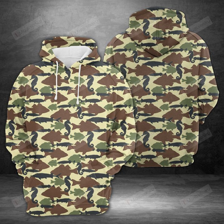 Amazing Camouflage Fish 3D All Over Print Hoodie, Zip-up Hoodie