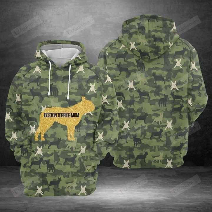 Boston Terrier Mom Camo For Unisex 3D All Over Print Hoodie, Zip-up Hoodie