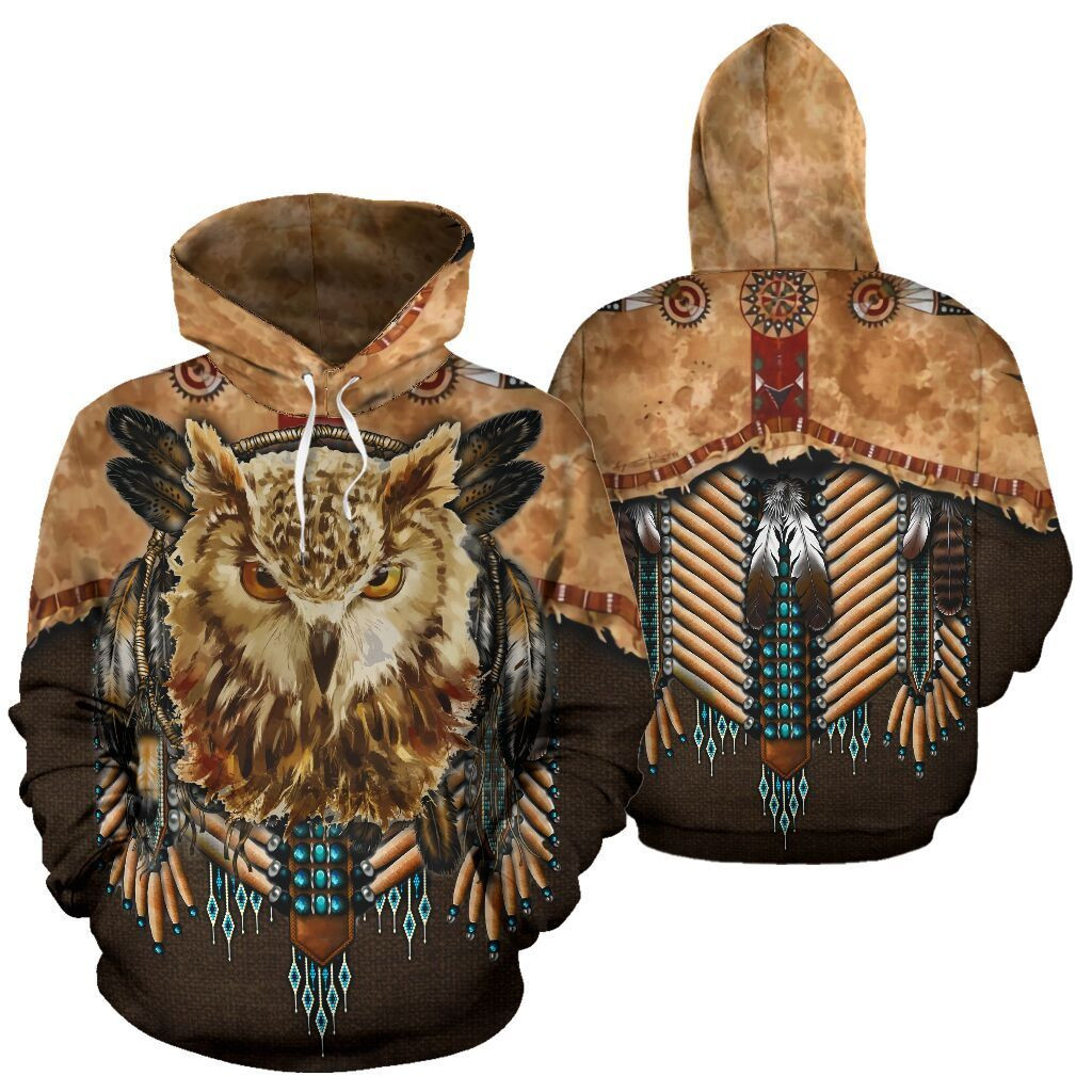 Owl Native American 3D All Over Print Hoodie, Zip-up Hoodie