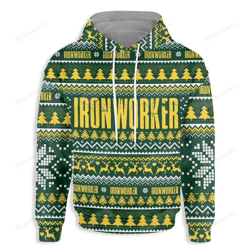 Ironworker Happy Christmas 3D All Over Print Hoodie, Zip-up Hoodie