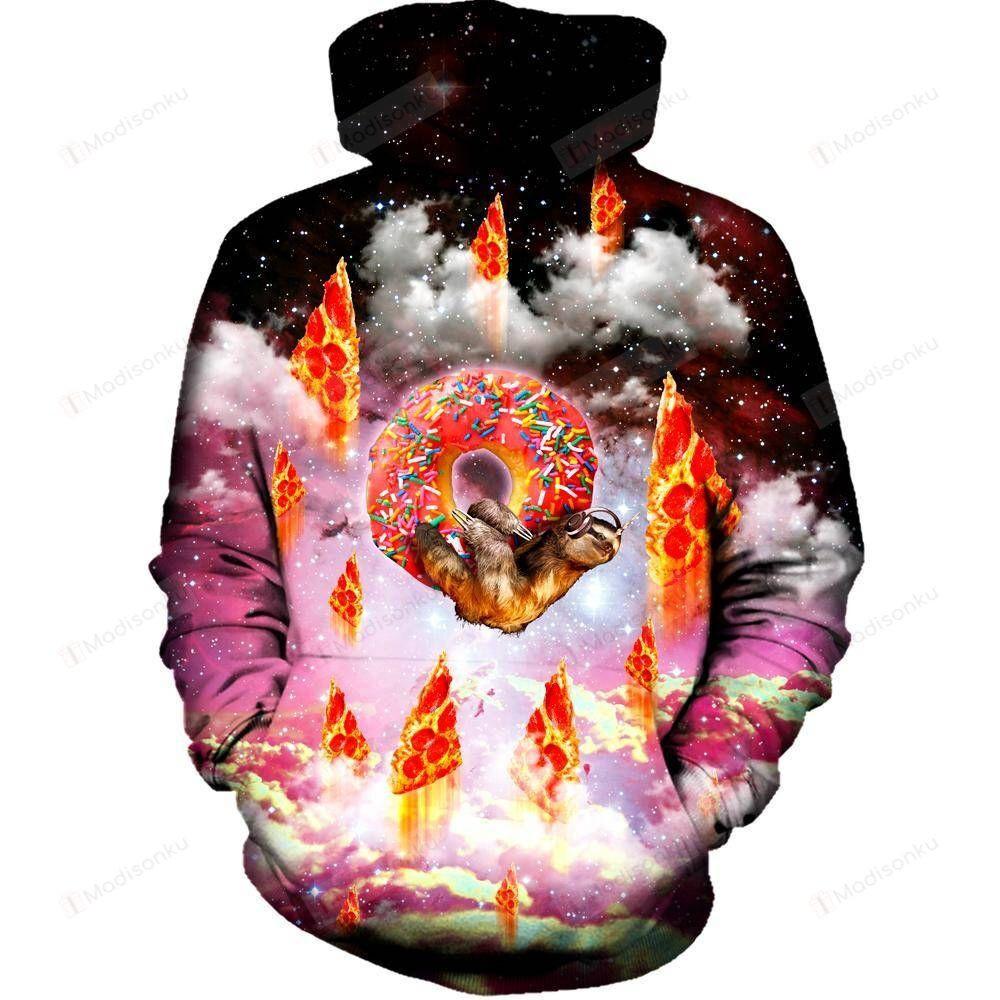 Donut Loving Sloth For Unisex 3D All Over Print Hoodie, Zip-up Hoodie