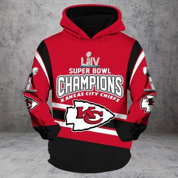 Super Bowl LIV Champion Kansas City Chiefs 3D Hoodie Sweatshirt