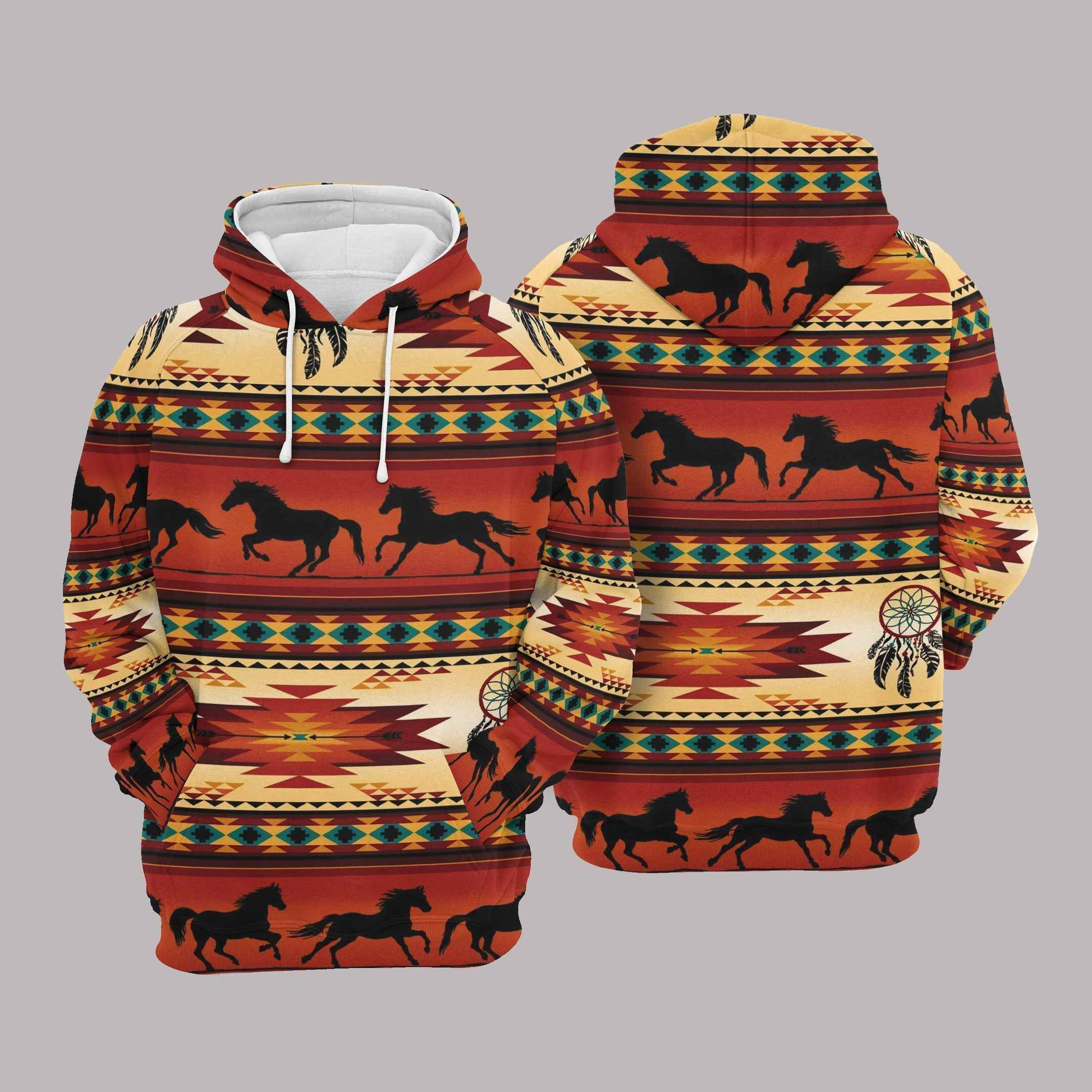 Vintage Native American Horses Pullover Unisex Hoodie BT04