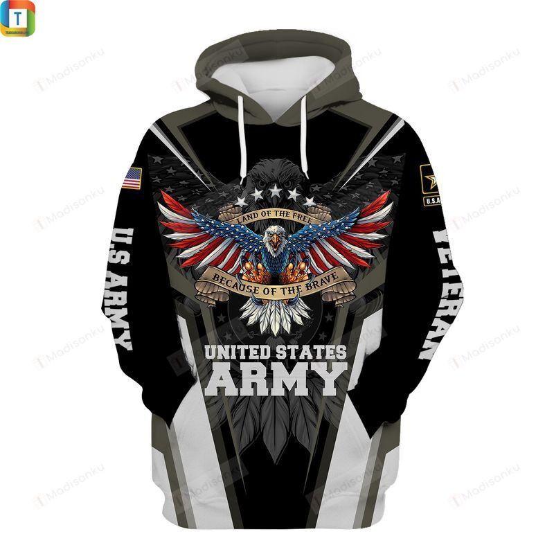 Land Of The Free Because Of The Brave US Army 3d All Over Print Hoodie, Zip-Up Hoodie