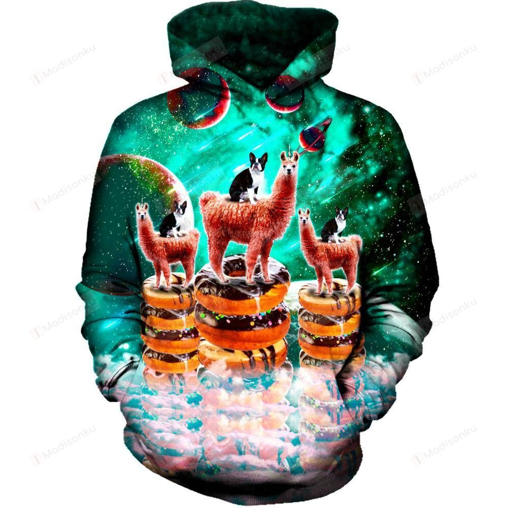 Llama 3D All Over Print Hoodie, Zip-up Hoodie