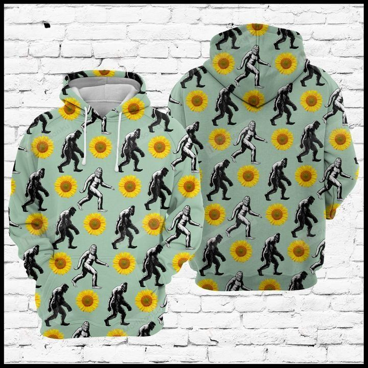 Bigfoot And Sunflower 3D All Over Print Hoodie, Zip-up Hoodie