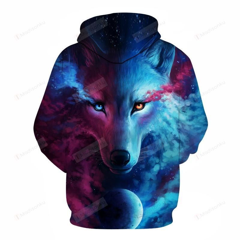 Wolf Colorfull 3D All Over Print Hoodie, Zip-up Hoodie