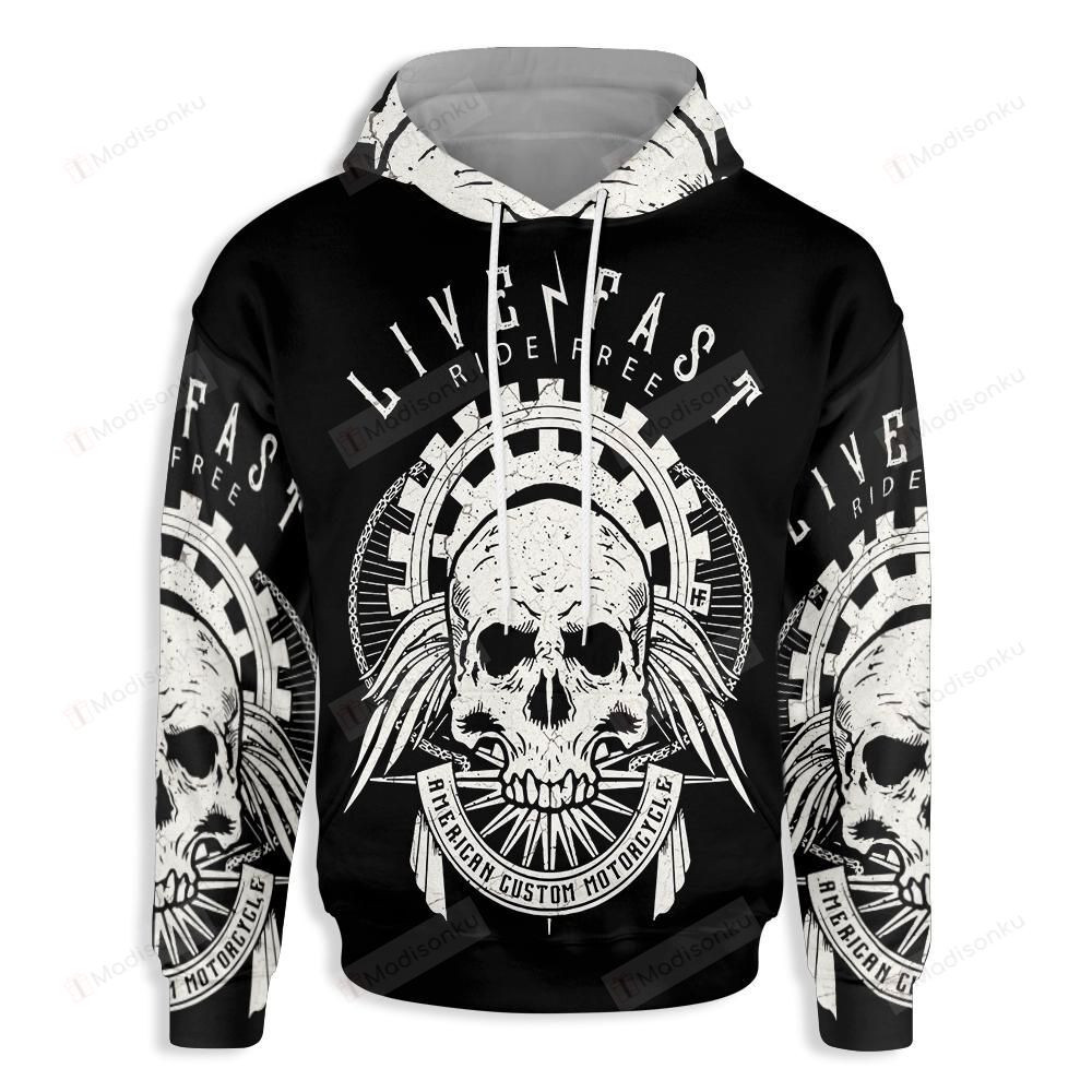 Motorcycle Live Fast Ride Free  3D All Over Print Hoodie, Zip-up Hoodie