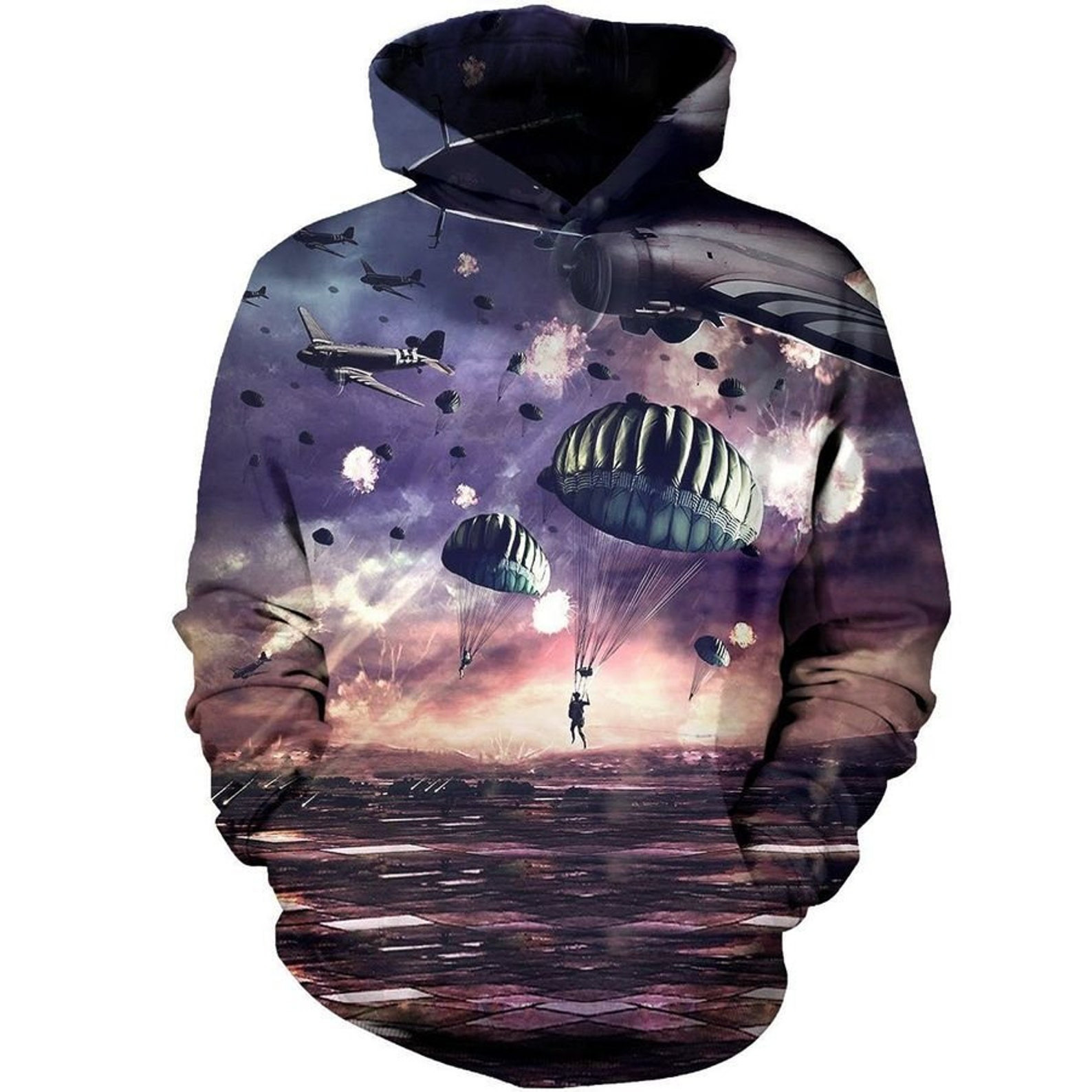 Paratrooper Contrast 3D All Over Print Hoodie, Zip-up Hoodie