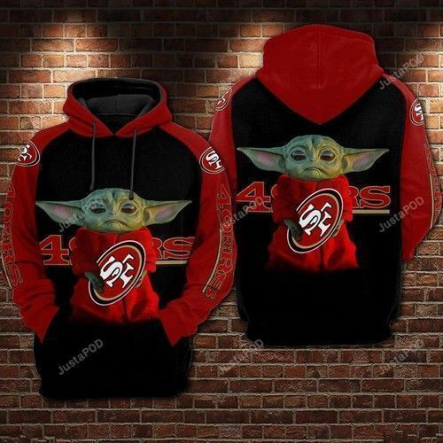 San Francisco 49Ers NFL Football Hug Baby Yoda 3D All Over Print Hoodie, Zip-up Hoodie