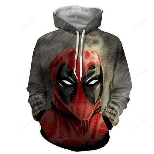 Deadpool Angry Face Gray 3D All Over Print Hoodie, Zip-up Hoodie