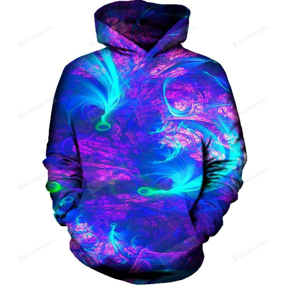 Blue Swirls 3D All Over Printed Hoodie, Zip- Up Hoodie