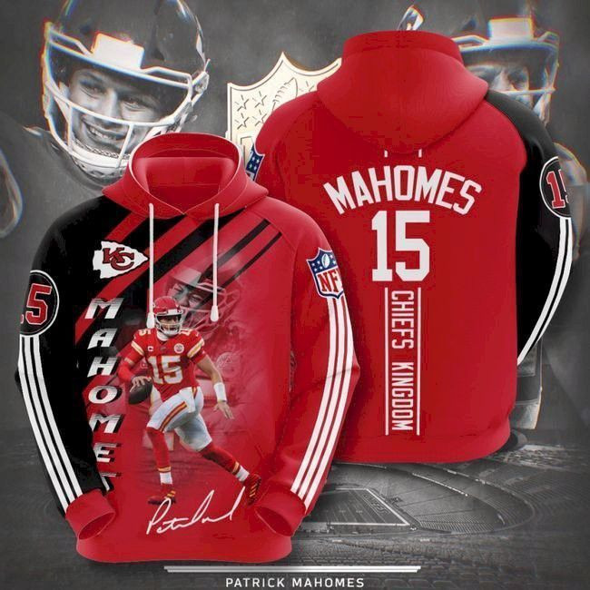 KC Chiefs 15 Patrick Mahomes 3D Hoodie Hooded Pullover Sweatshirt