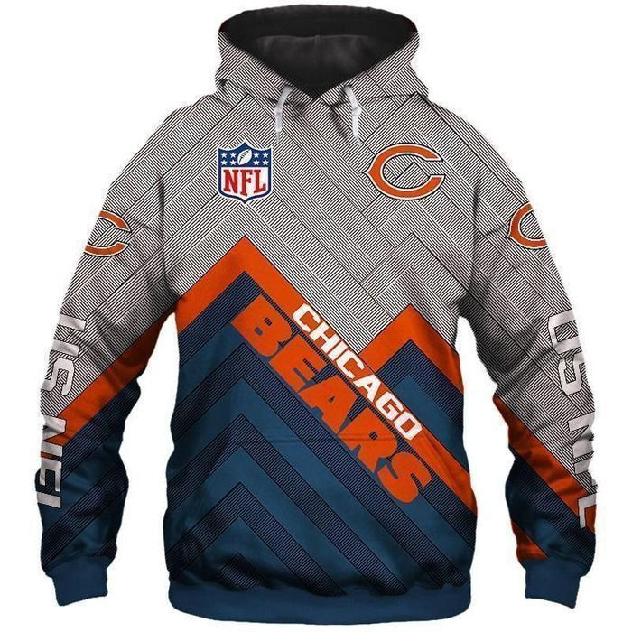 Chicago Bears 3D Hoodie Hooded Pocket Pullover Sweater Perfect Gift