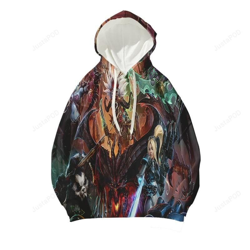 Warcraft All Characters Overlap World Of Warcraft 3D All Over Print Hoodie, Zip-up Hoodie