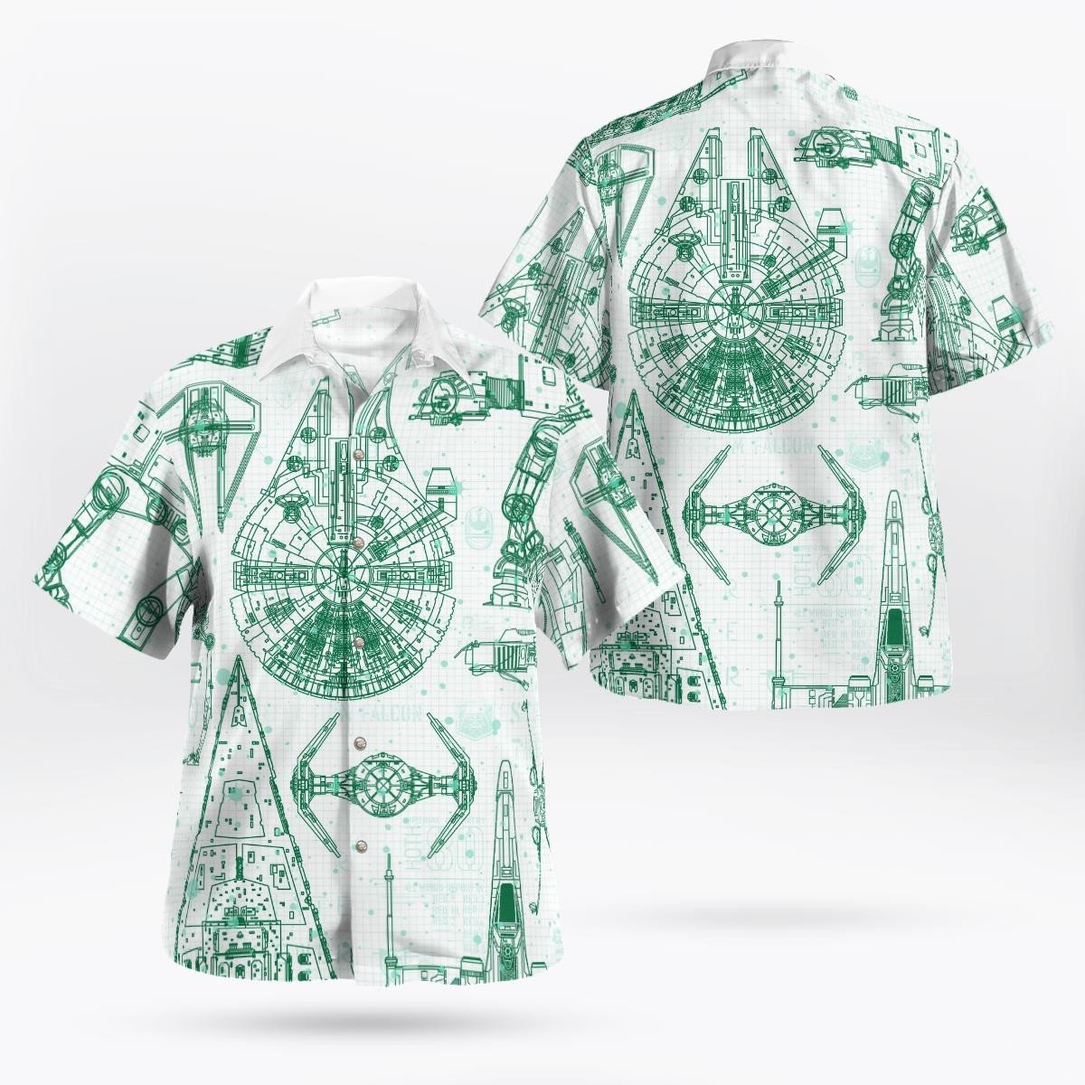 Star Wars Ships Drawing Hawaiian Shirt Aloha Shirt For Men Women