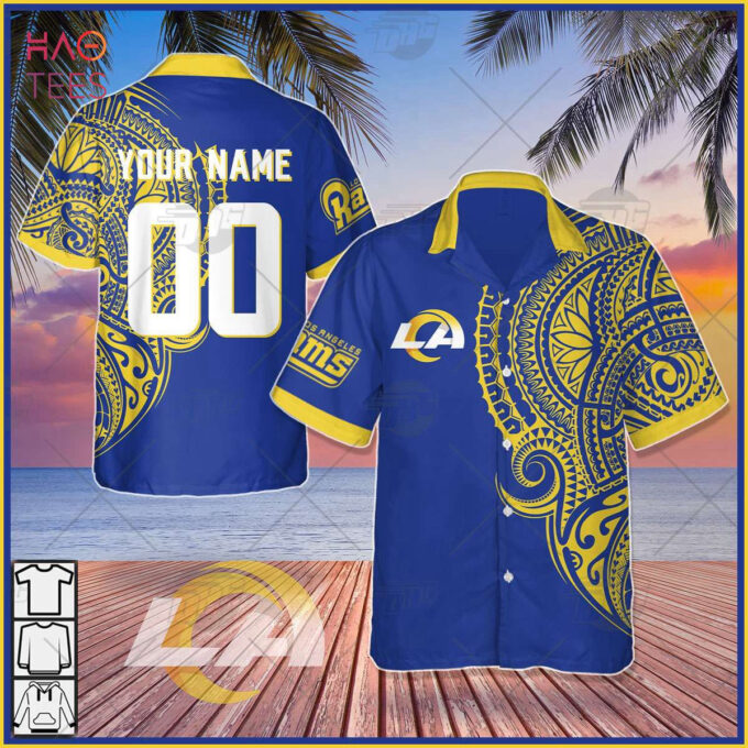 Personalize NFL Los Angeles Rams Polynesian Tattoo Design Hawaiian Shirt