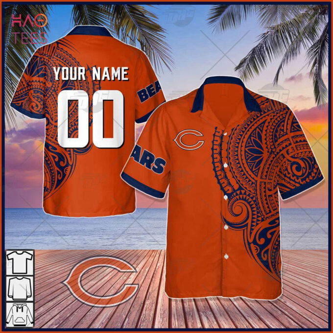 Personalize NFL Chicago Bears Polynesian Tattoo Design Hawaiian Shirt