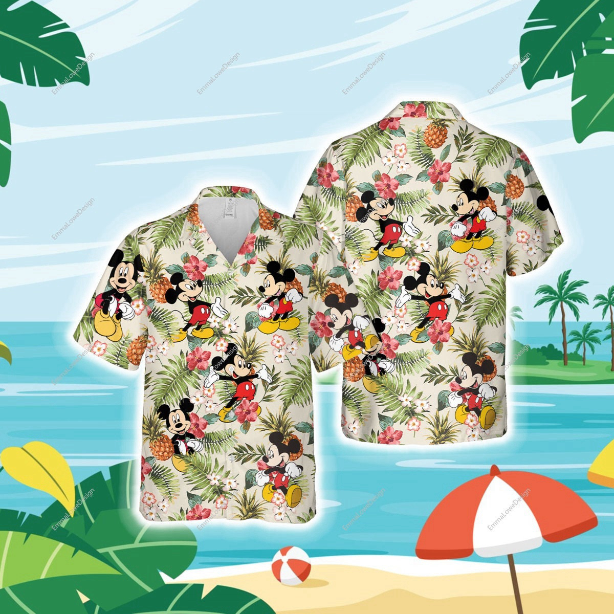 Mickey Mouse Pineapple Fruit Tropical Summer Trip Family Hawaiian Shirt