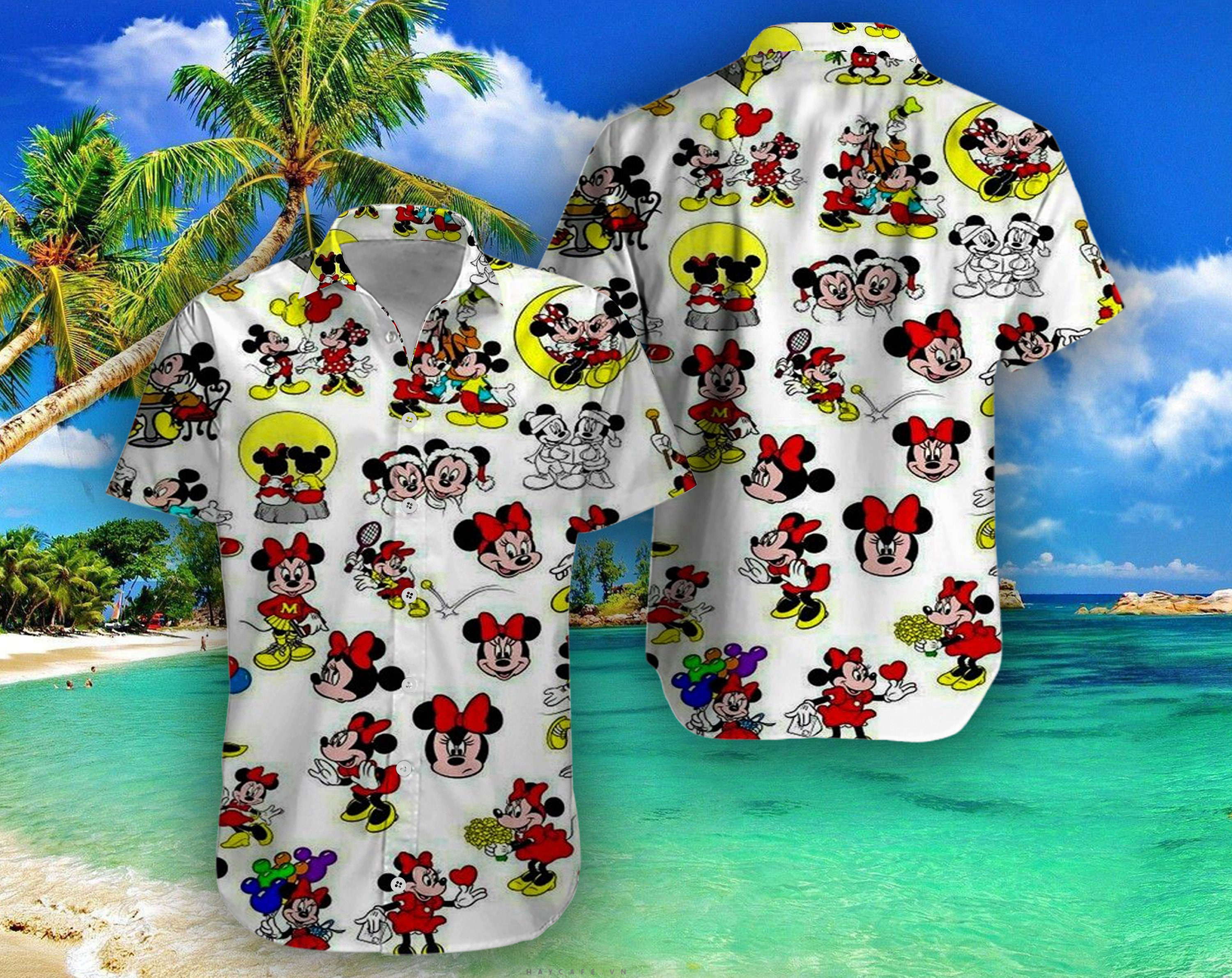 Play Tennis Disney Mickey Mouse Floral Aloha Hawaiian Shirt 024