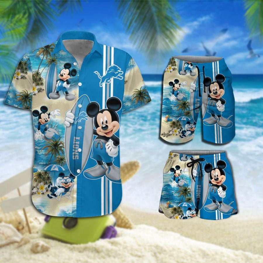 Detroit Lions Mickey Mouse Hot Summer 3D Hawaiian Shirt