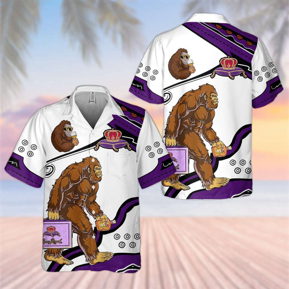 Crown Royal Big Foot Hawaiian Shirt White Purple Style