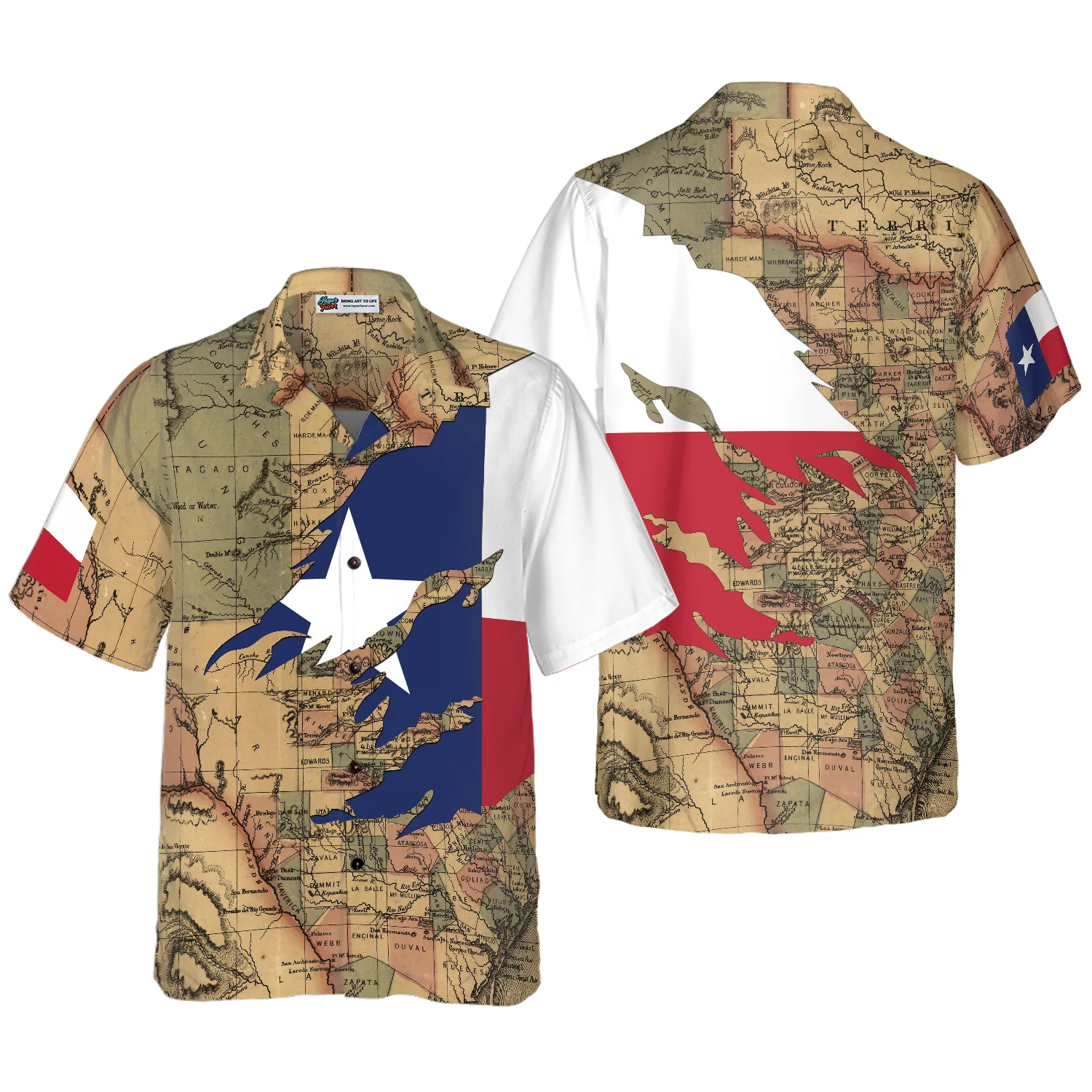 Patriotic Texas Hawaiian Shirt Texas Flag Shirt Proud Texas Map Pattern Shirt Aloha Shirt For Men and Women