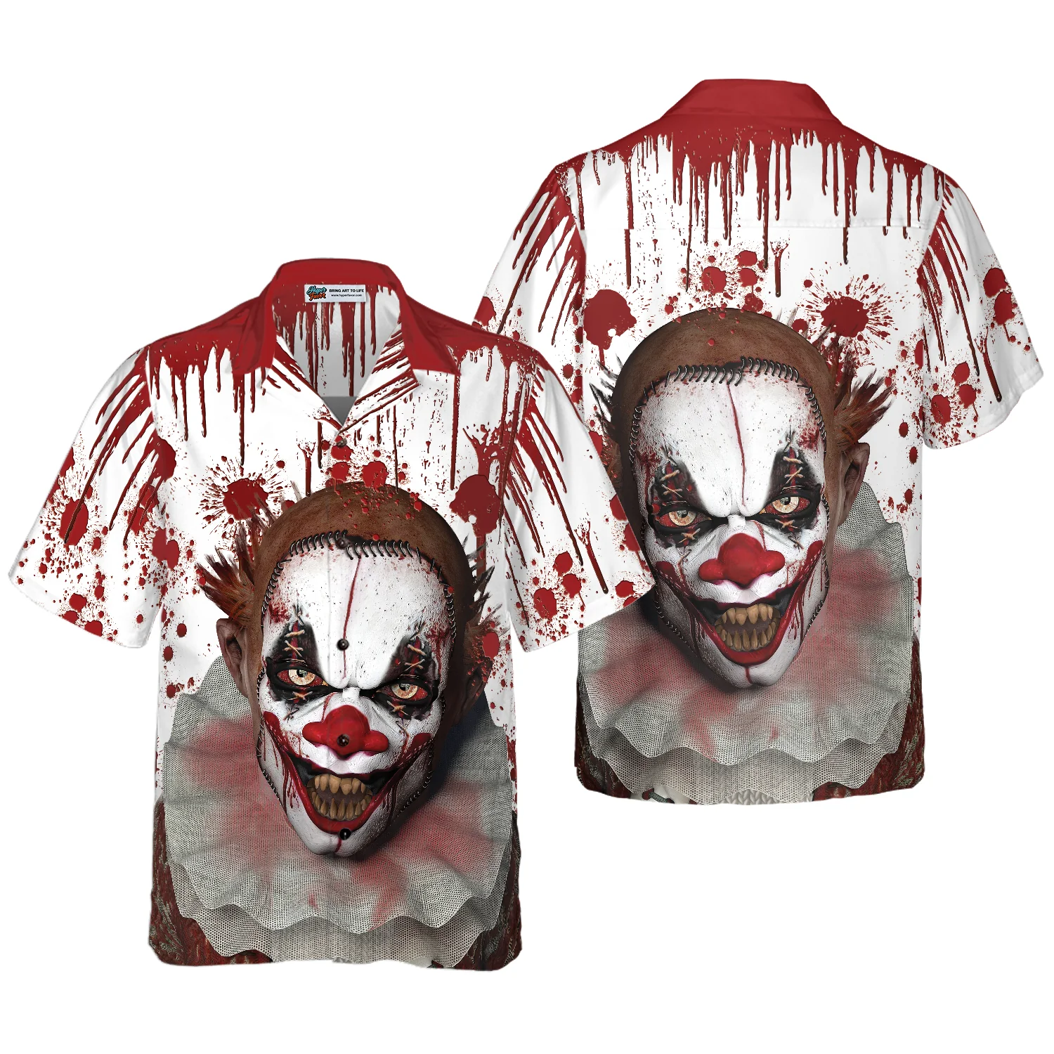 Scary Halloween Clown Faces Hawaiian Shirt Aloha Shirt For Men and Women