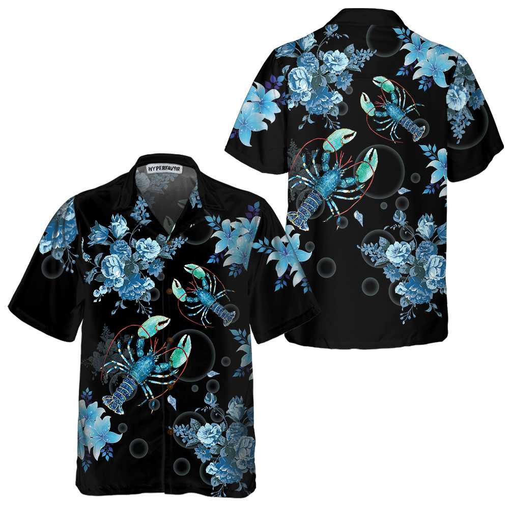 Bright Blue Lobster Hawaiian Shirt Unique Blue Lobster Shirt  Women Gift For Lobster Lovers Aloha Shirt For Men and Women