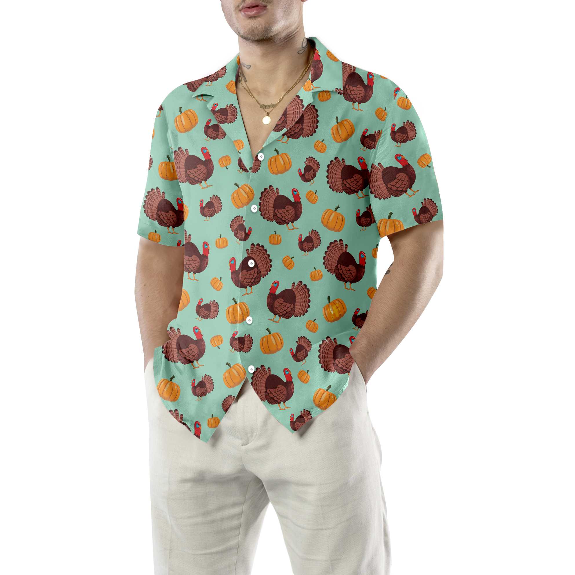 Turkey And Pumpkin For Thanksgiving Holiday Hawaiian Shirt Unique Gift For Thanksgiving Day Aloha Shirt For Men and Women