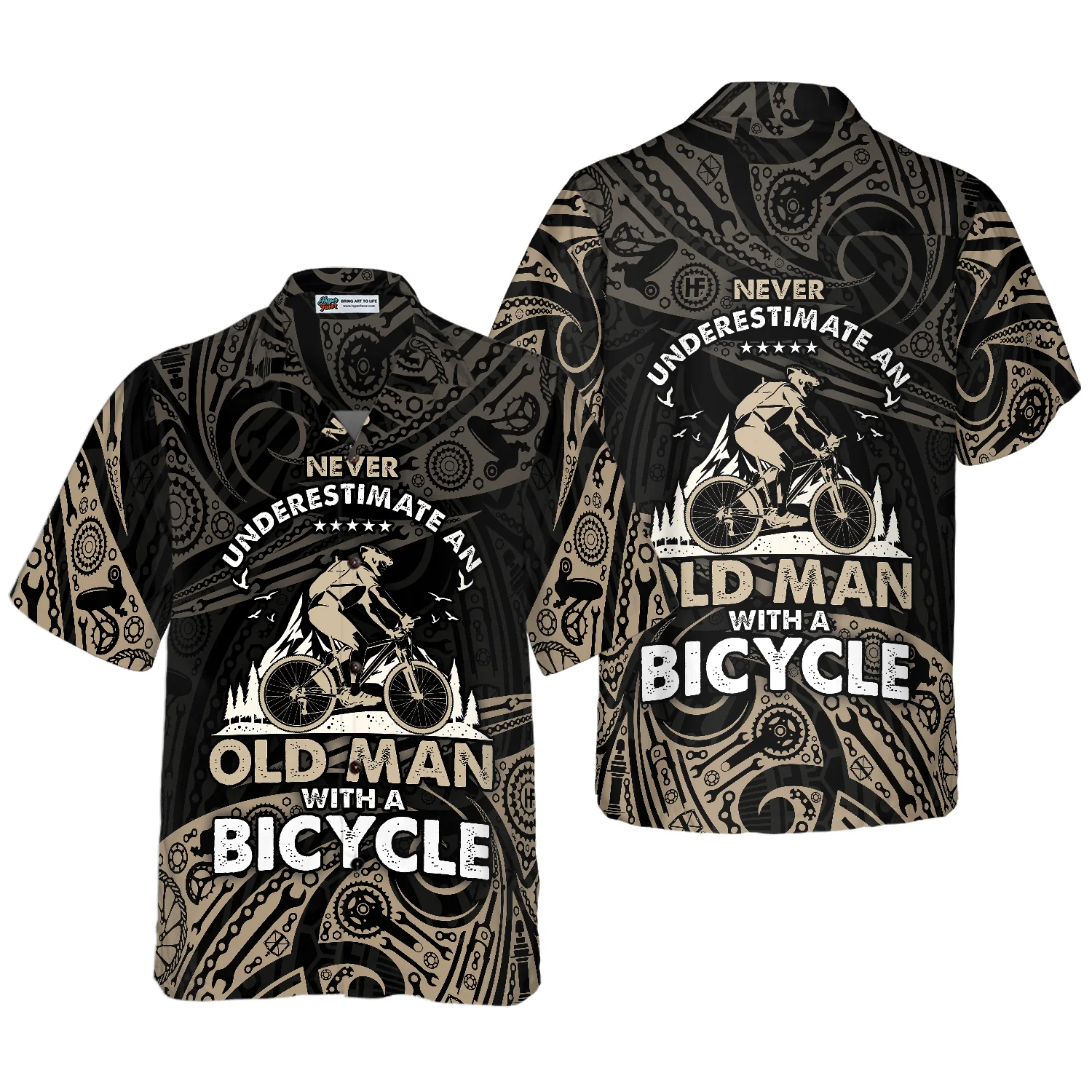 Never Underestimate An Old Men With A Bicycle Hawaiian Shirt Aloha Shirt For Men and Women