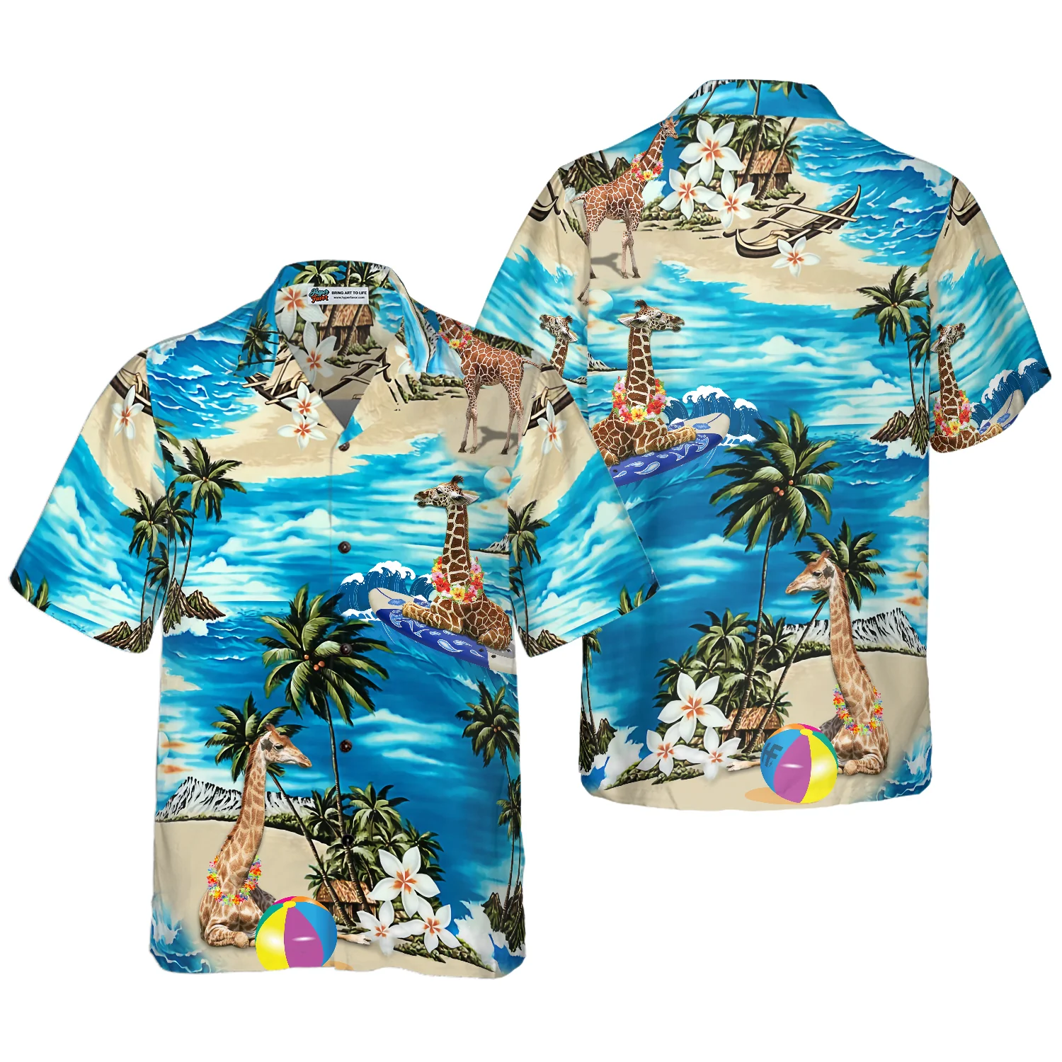 Beach Hawaii Giraffe Hawaiian Shirt Aloha Shirt For Men and Women