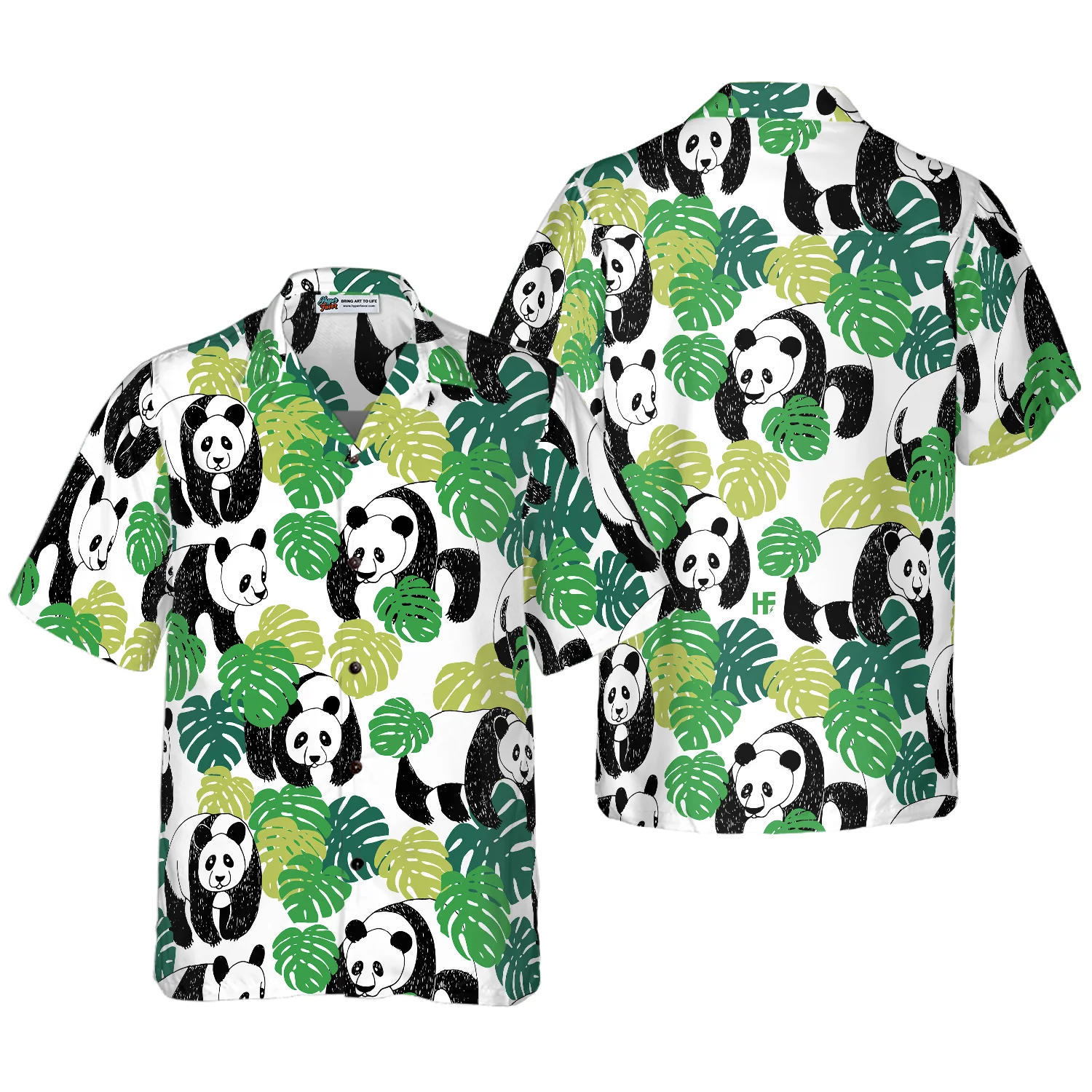 Panda Leaves Hawaiian Shirt Aloha Shirt For Men and Women