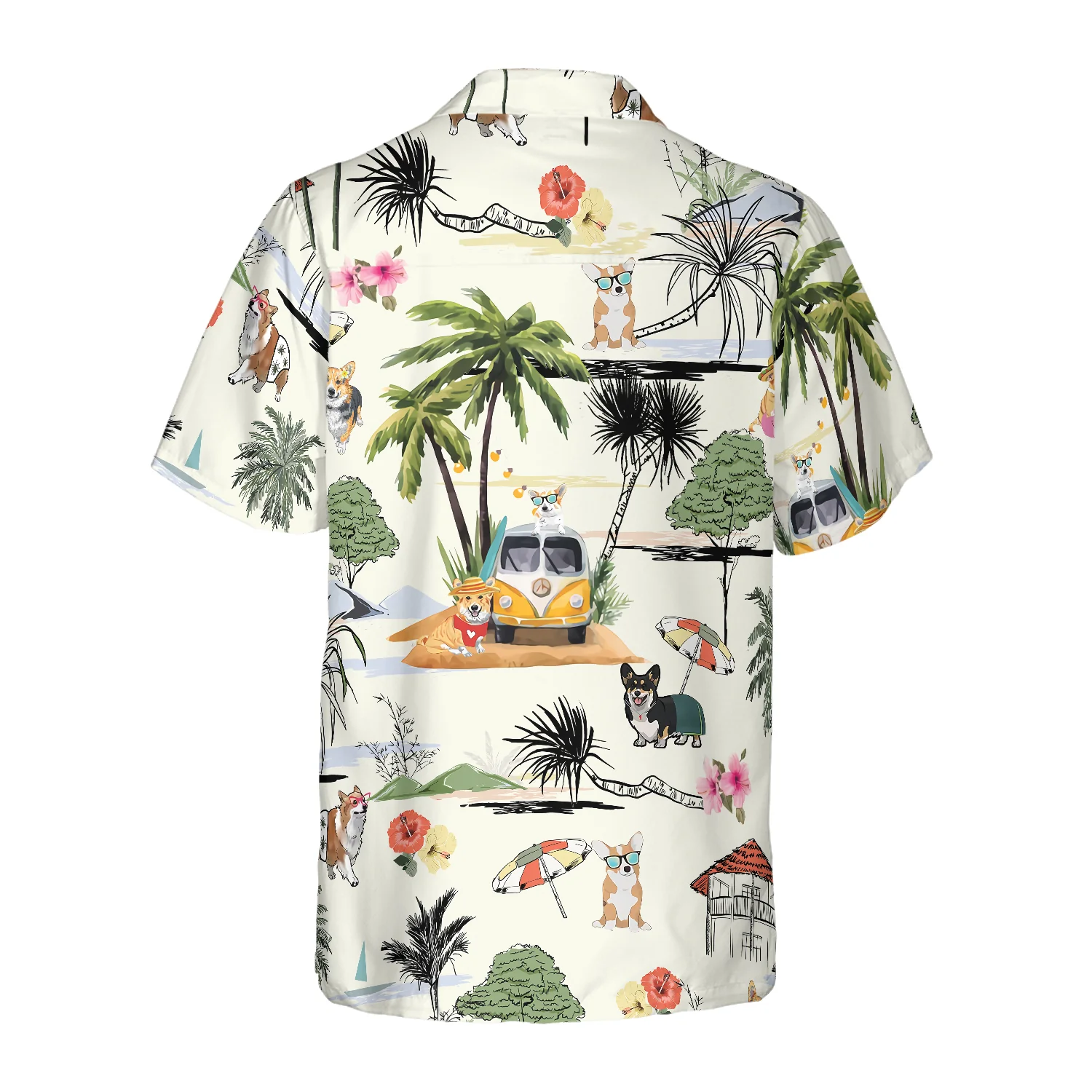 Corgi Hawaii Beach Hawaiian Shirt Aloha Shirt For Men and Women