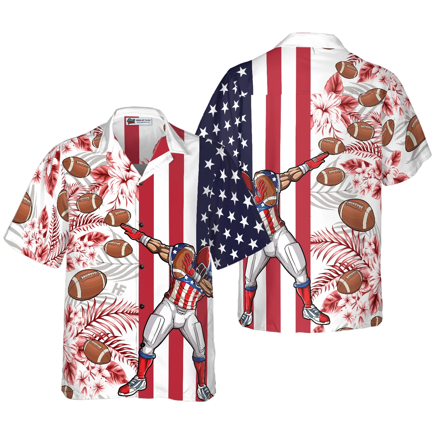 Dabbing Football American Flag Tropical Hawaiian Shirt Aloha Shirt For Men and Women