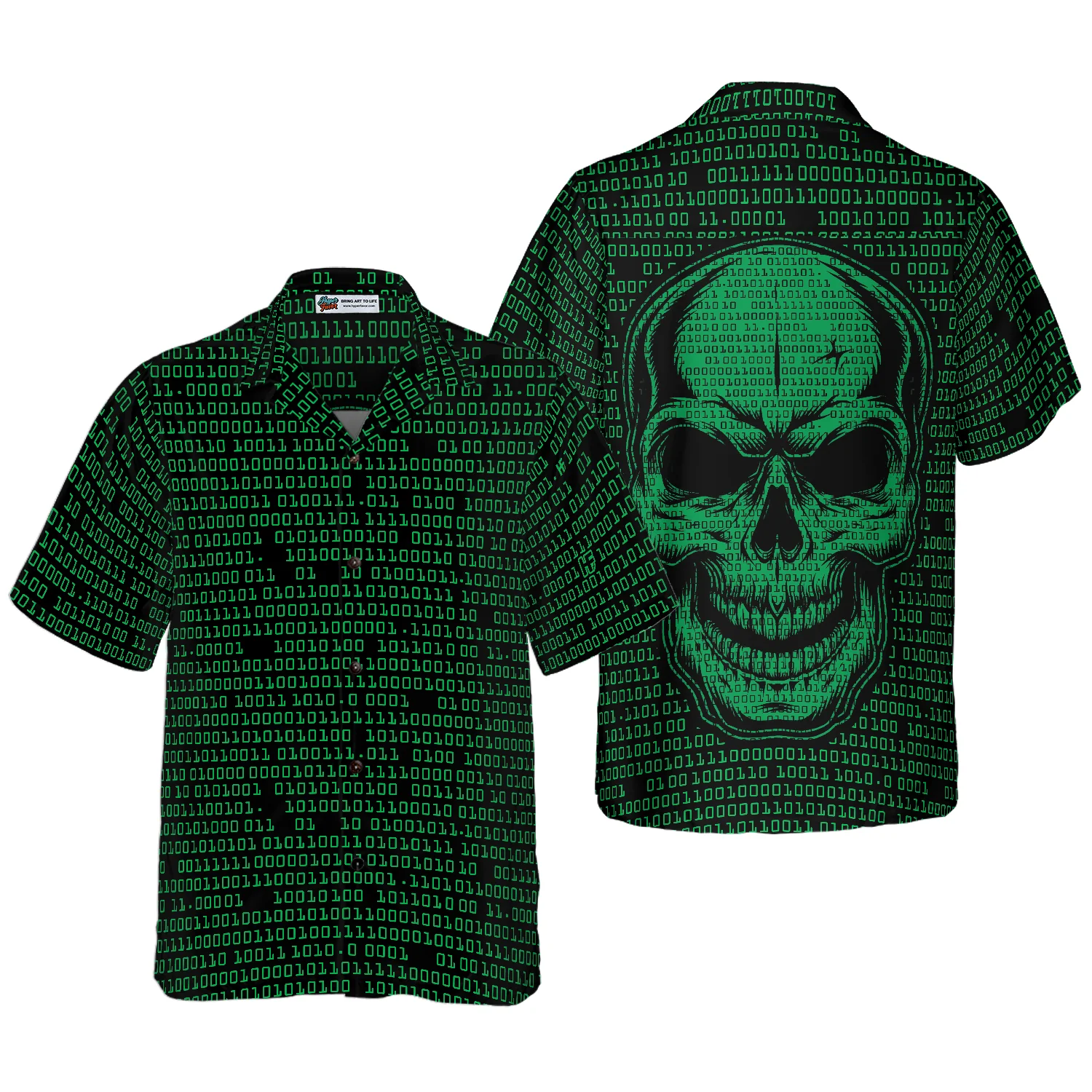 Binary Code Skull Hawaiian Shirt Aloha Shirt For Men and Women