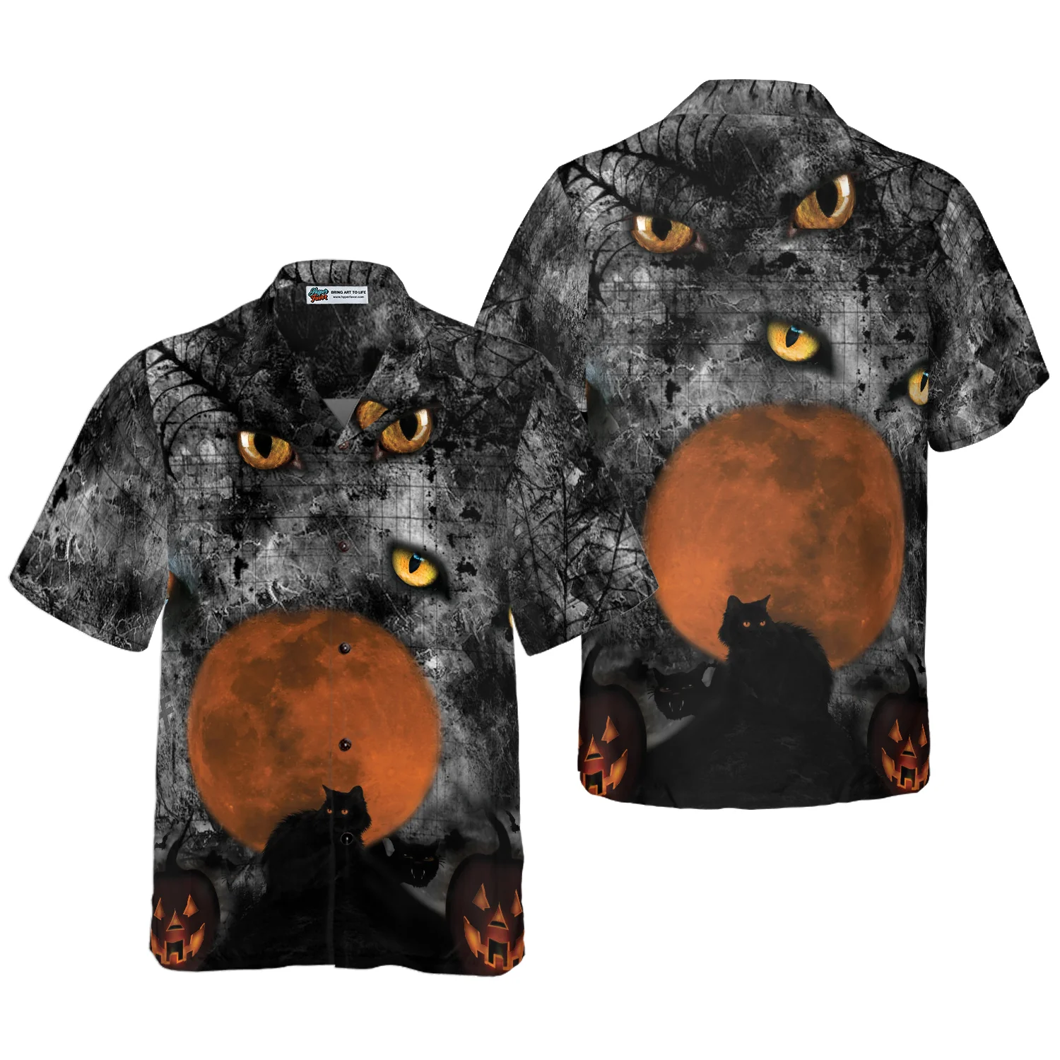 Black Cat Halloween Shirt Hawaiian Shirt Aloha Shirt For Men and Women