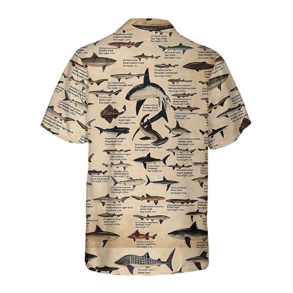 Different Types Of Sharks Hawaiian Shirt Shark Button Up Shirt For Adults Shark Print Shirt Aloha Shirt For Men and Women