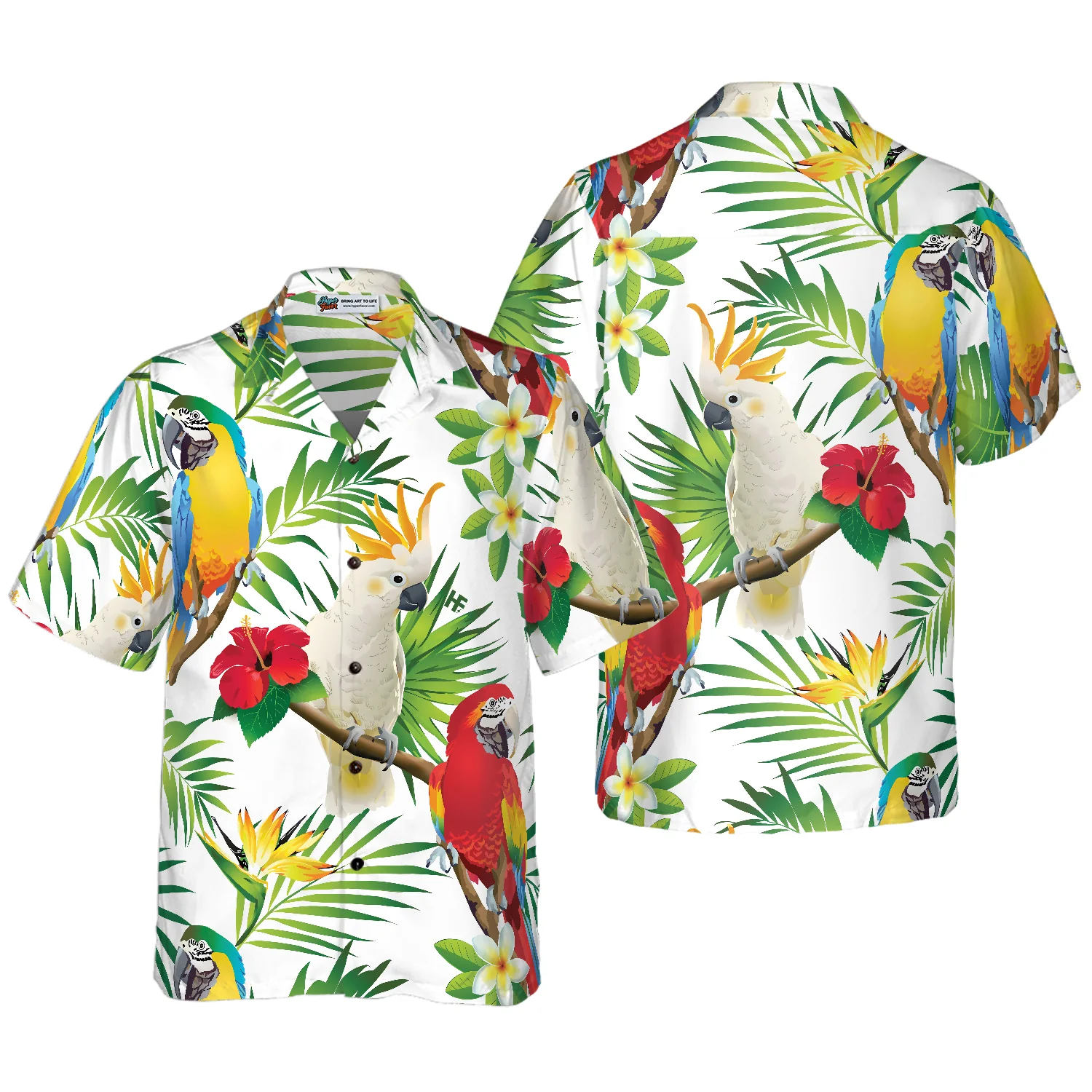 Cockatoo In The Tropical Forest Parrot Shirt Hawaiian Shirt Aloha Shirt For Men and Women