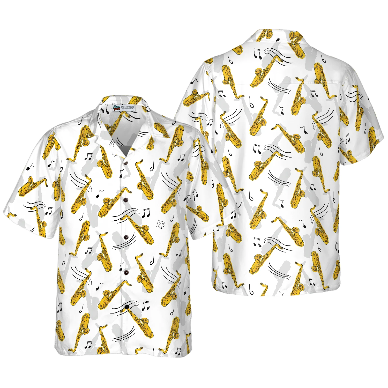 Saxophone Seamless Pattern Hawaiian Shirt Aloha Shirt For Men and Women