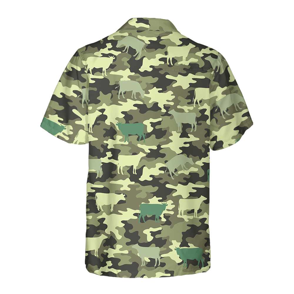 Camouflage Cow Hawaiian Shirt Cow Shirt  Women Funny Cow Print Shirt Aloha Shirt For Men and Women