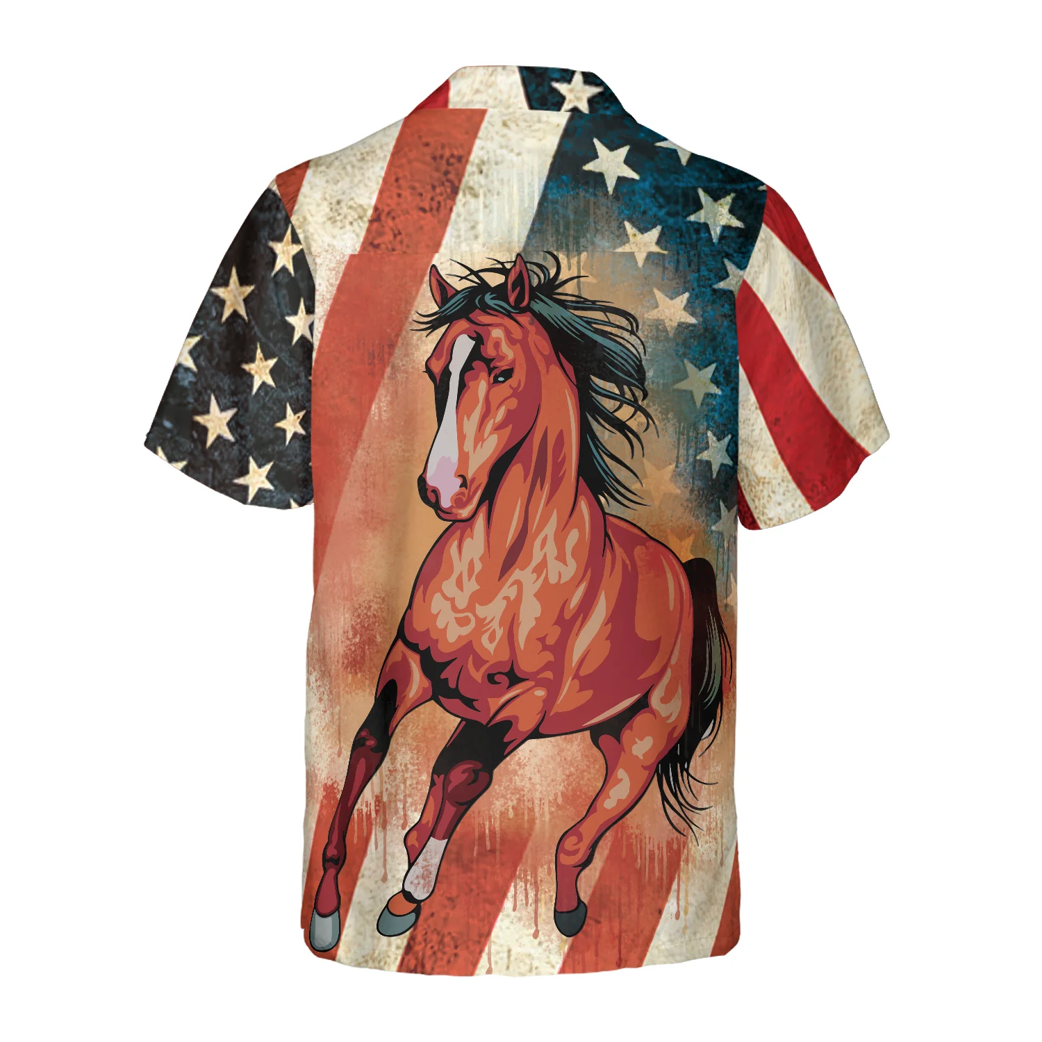 Horse American Flag Hawaiian Shirt Aloha Shirt For Men and Women