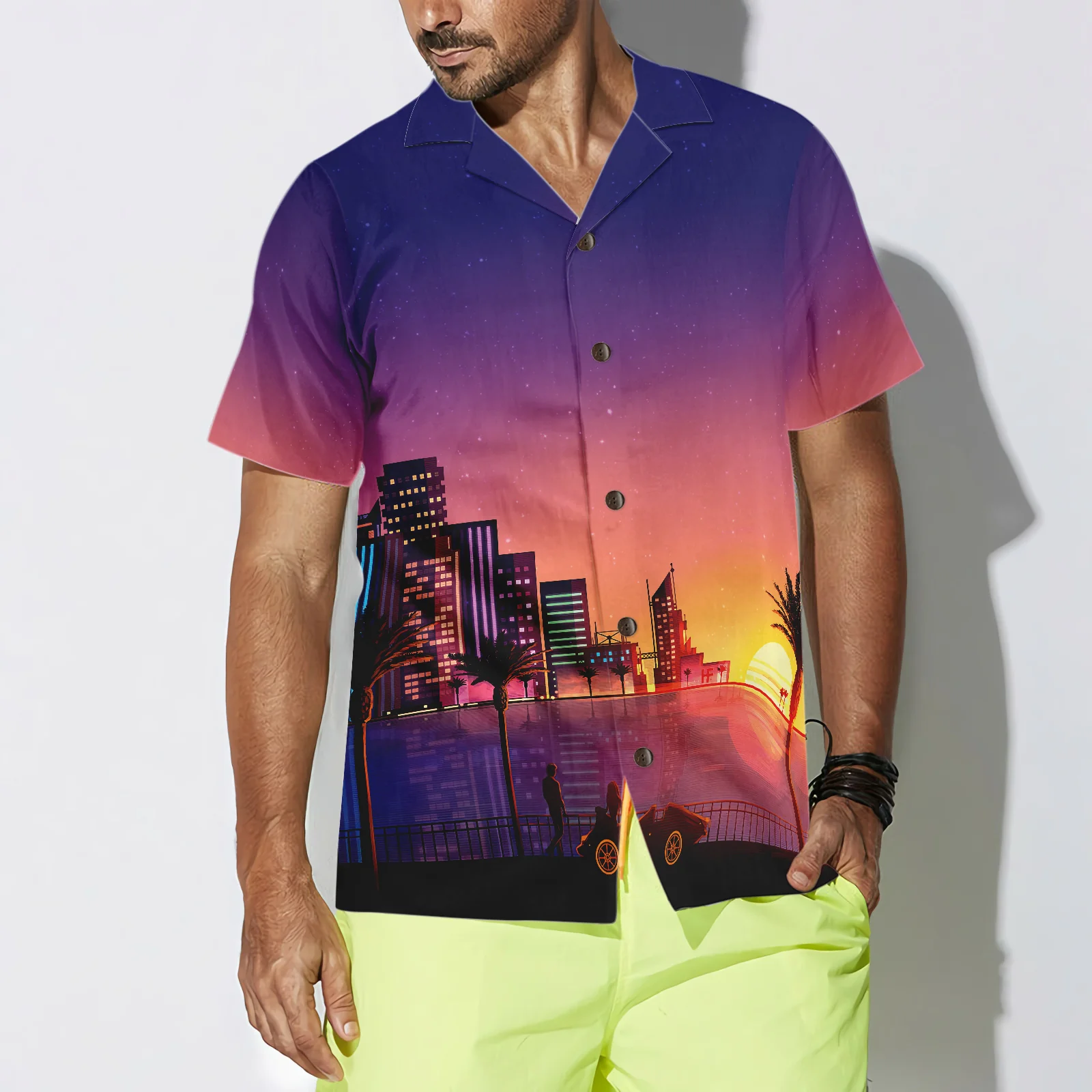 Miami Sunset Hawaiian Shirt Aloha Shirt For Men and Women