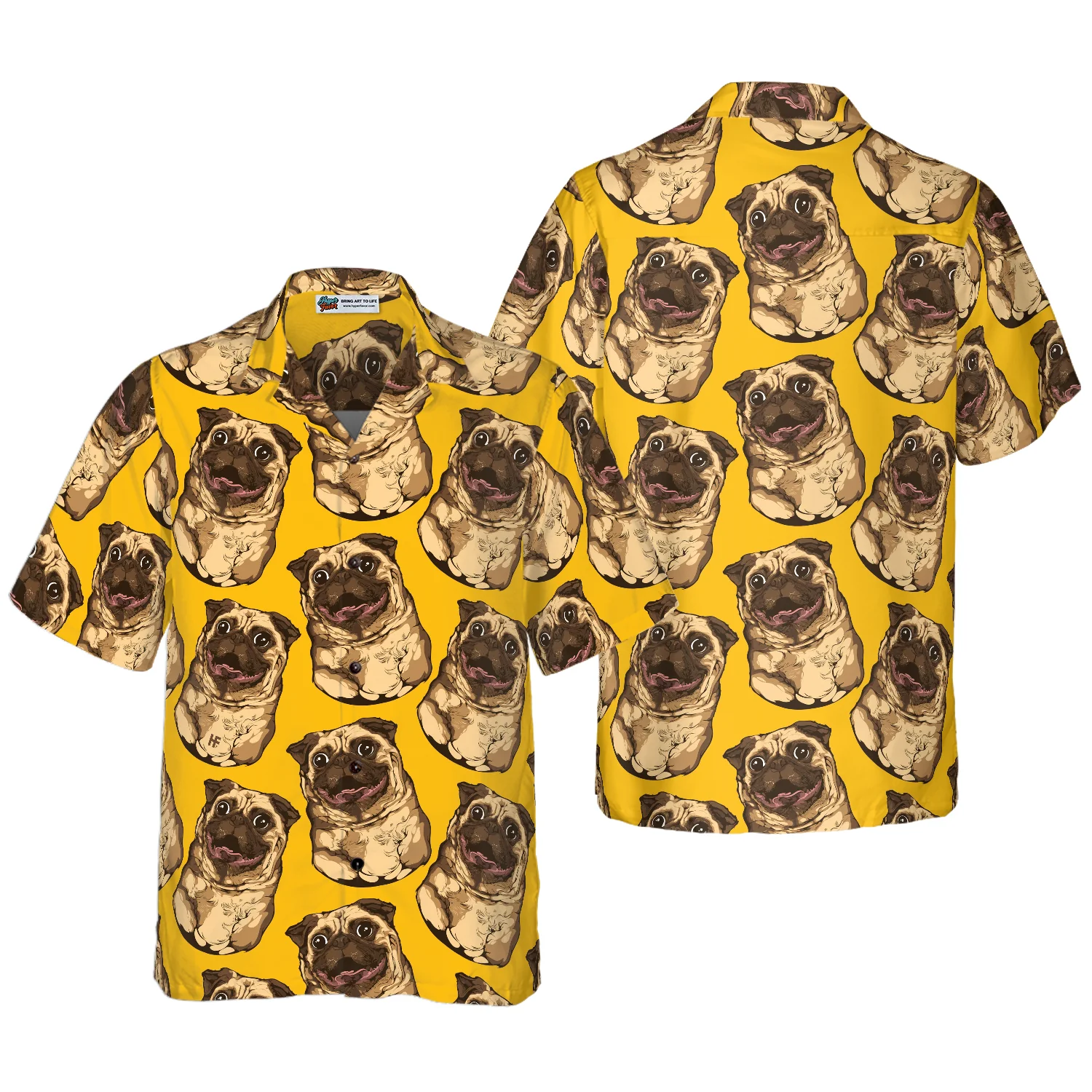 Cute Pugs Seamless Pattern Shirt Hawaiian Shirt Aloha Shirt For Men and Women