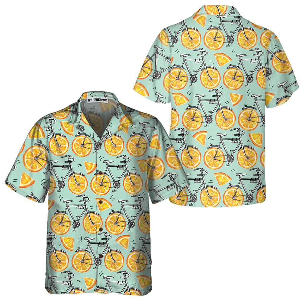 I Love Cycling And Orange Hawaiian Shirt Bicycle Shirt  Women Best Gift For Bikers Aloha Shirt For Men and Women
