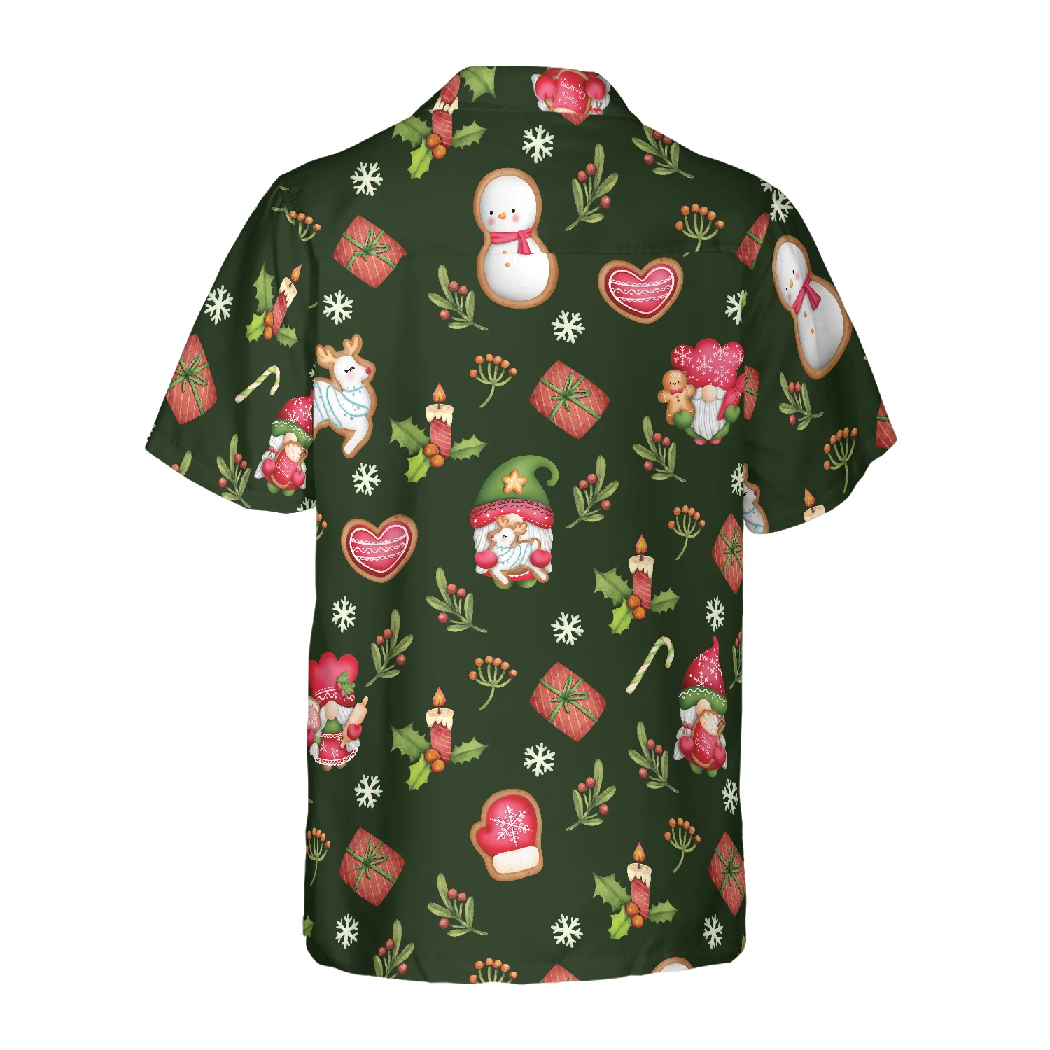 Hyperfavor Christmas Hawaiian Shirts Gnome Merry Christmas Hawaiian Shirt Button Down Shirt Short Sleeve Aloha Shirt For Men and Women