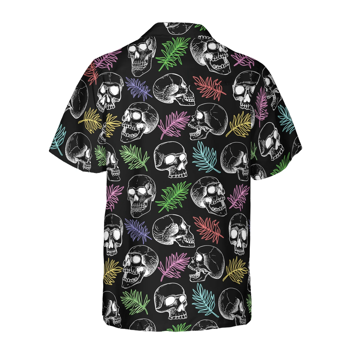 Skulls And Colorful Palm Leaves Hawaiian Shirt Aloha Shirt For Men and Women