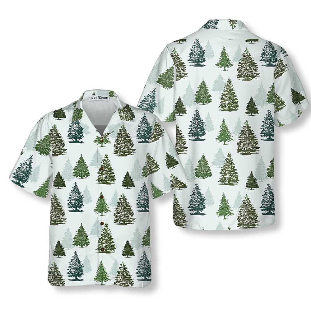 Christmas Tree Pattern Shirt Christmas Hawaiian Shirt Aloha Shirt For Men and Women