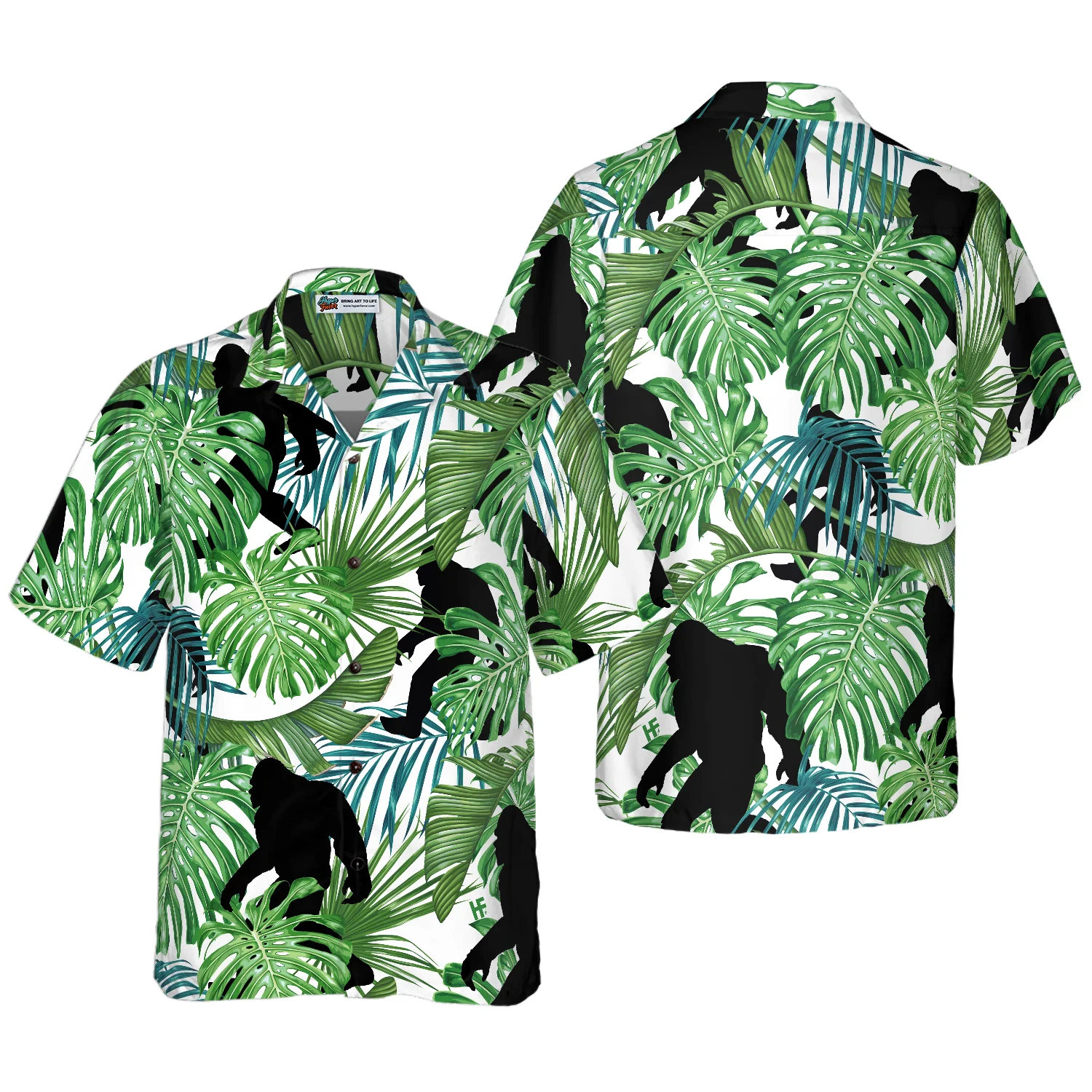 Bigfoot Tropical Seamless Pattern Hawaiian Shirt Aloha Shirt For Men and Women