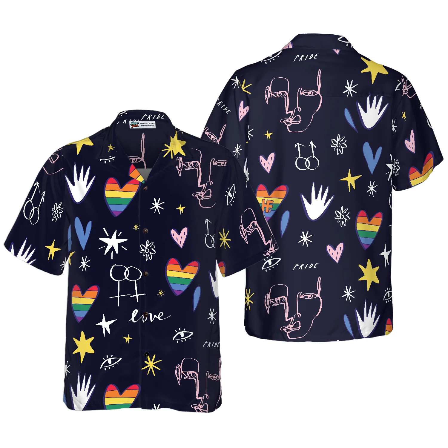 Happy LGBT Hawaiian Shirt Aloha Shirt For Men and Women